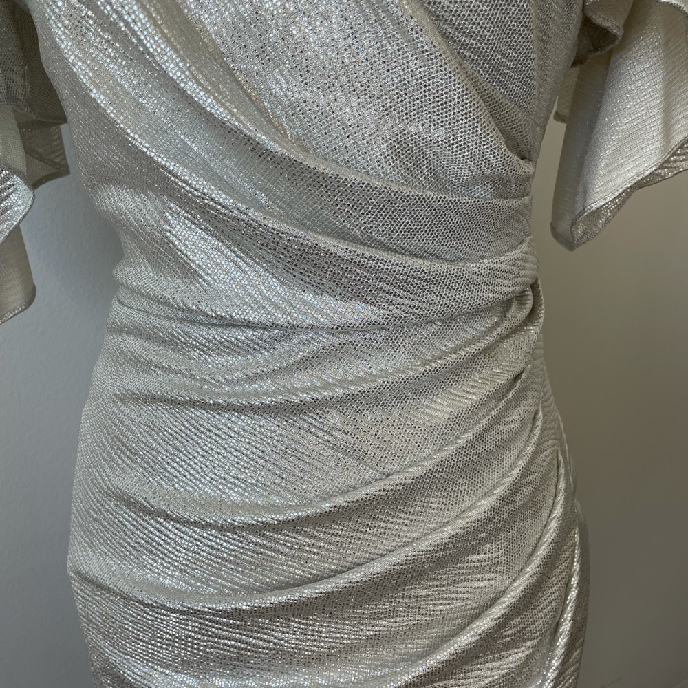 Beautiful long dress, white and silver